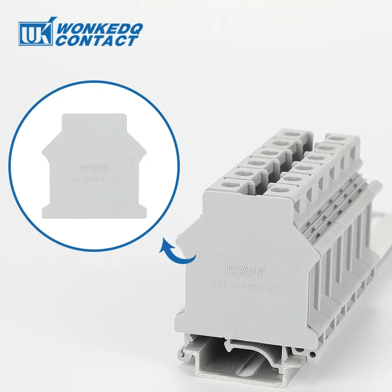 

100Pcs D-UK16 End Barrier Plate For UK16 UK Type Terminals Wire Connector Din Rail Terminal Block Accessories D-UK 16 End Cover