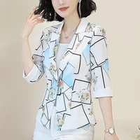office lady tops women white printing small suit 2020 korean new slim suit coat female blazer women jackets ladies tops 712e