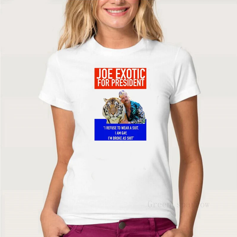 

Joe Exotic Tiger King Fashion cartoon image printed woman summer cotton loose T-shirt couple Harajuku Gothic Kawaii T-shirt Tops