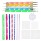 18 шт. инструменты для рисования мандалой, точечные стержни, Шариковые стилусы, трафареты, лоток для рисования для дерева, канва, камни, ткани, стен, искусство