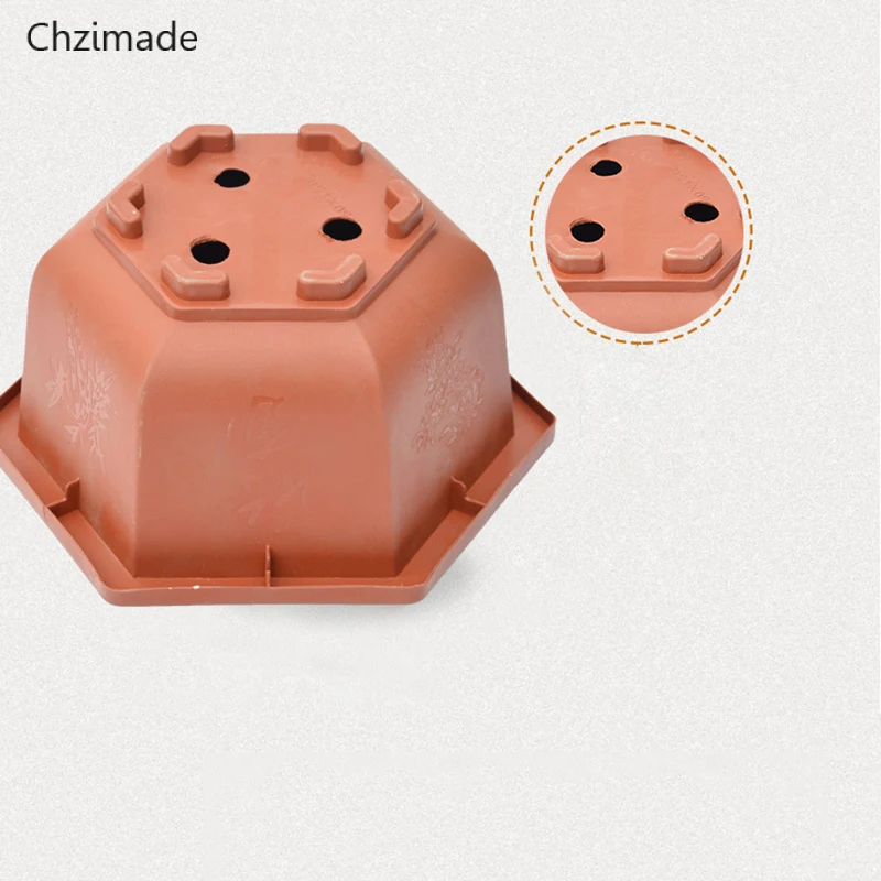 Chzimade шестиугольный пластиковый цветочный горшок бонсай для небольших цветочных растений горшок зеленый ящик для растений украшение дома
