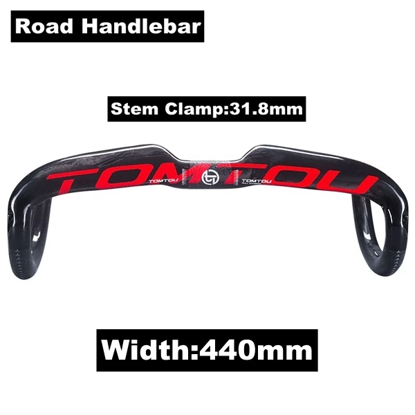 Road Handlebar 440mm Из карбонового волокна от tomtou дорожный велосипед вынос руля стойка сидения Велоспорт части дорожный велосипед падение баров наборы глянцевый красный-TS8T64 - Цвет: Road Handlebar 440mm