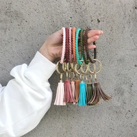 fashion o type keychain silicone key ring tassel pendant silica gel wrist strap solid color wristband unisex circle key chain