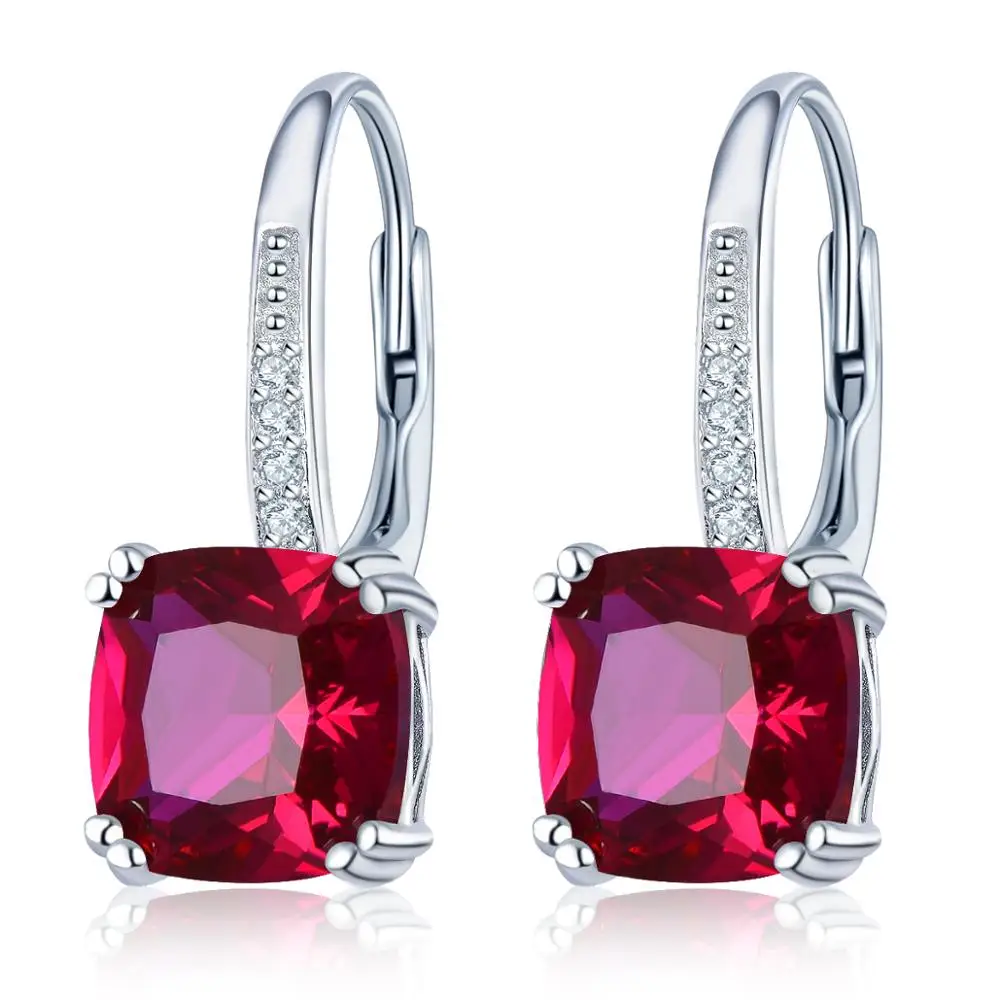 Created Ruby Hutang 3.94ct желтый цитриновые серьги 925 пробы серебро 12 натуральный драгоценный камень Изысканные Ювелирные изделия из кристаллов для Для женщин на Рождество - Цвет камня: Created Ruby