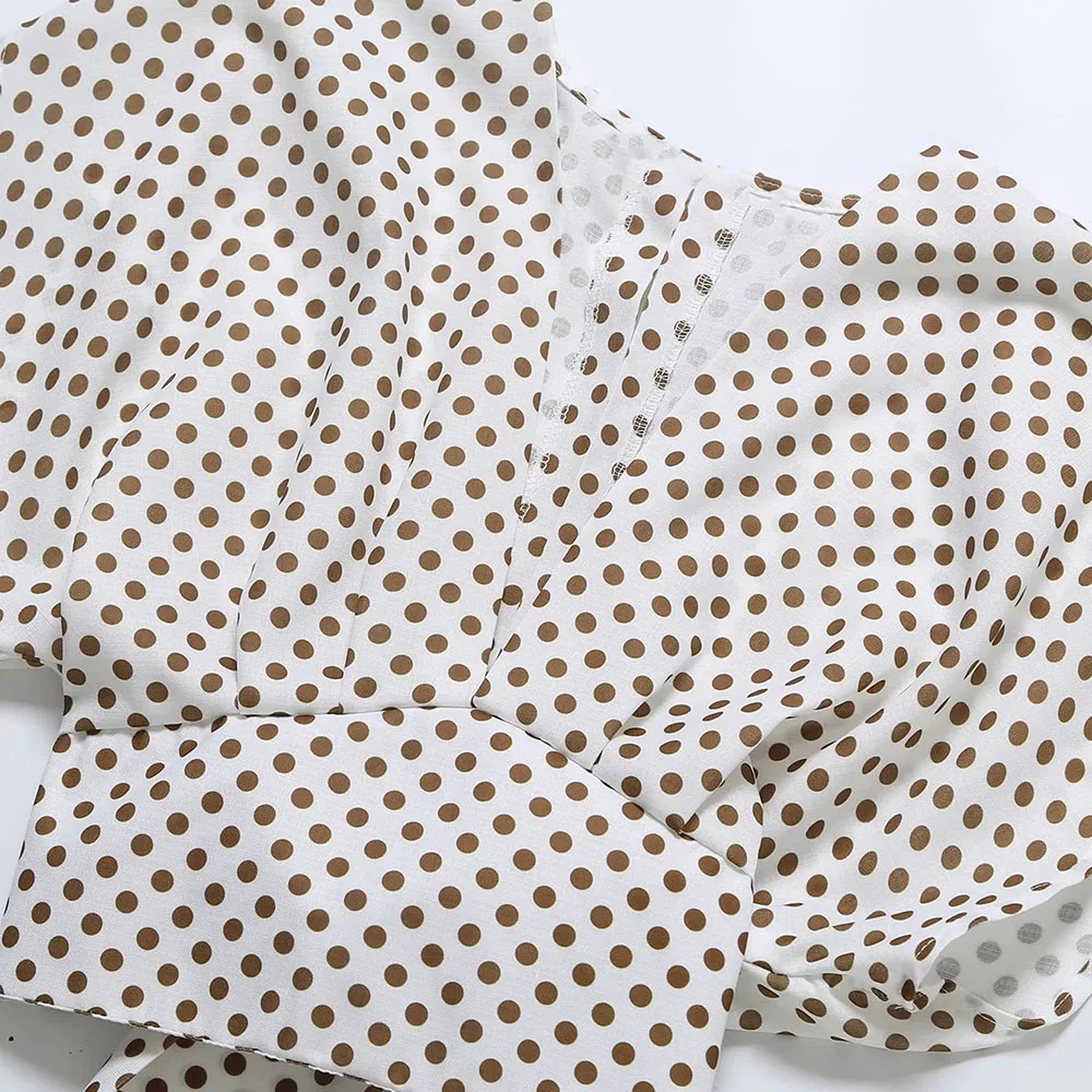 

2021 summer Women V Neck Polka dot Sleeveless Bandage Slim Shirt Female streetwear Short Shirts Ladies fashion casual Shirt