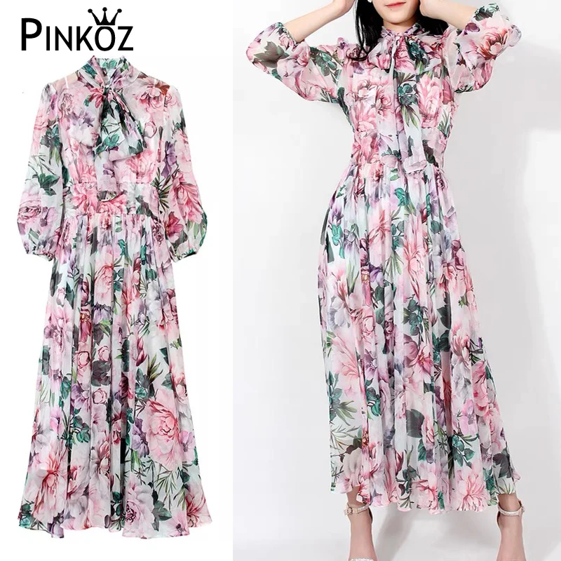 Женское винтажное платье с цветочным принтом и рукавом-фонариком - купить по