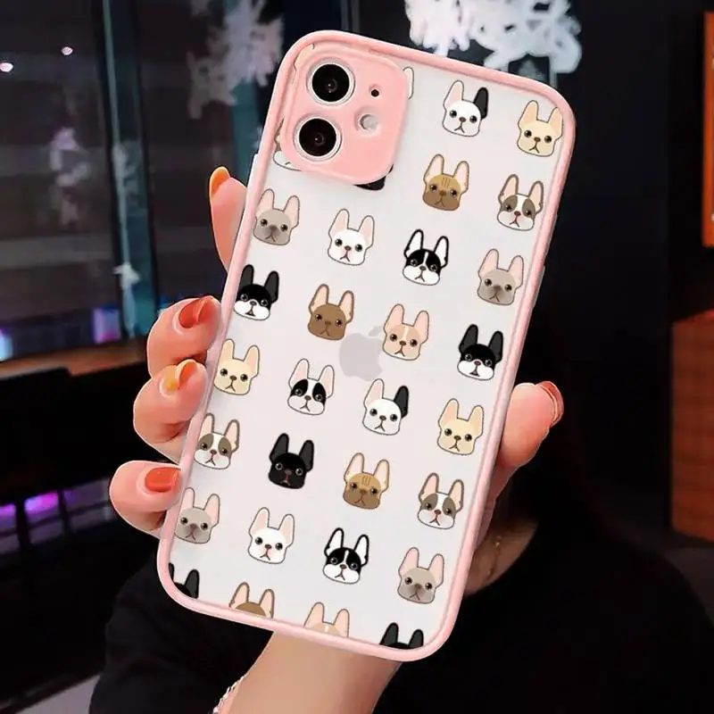 

cute Pug French Bulldog Phone Cases matte transparent For iphone 7 8 11 12 plus mini x xs xr pro max cover