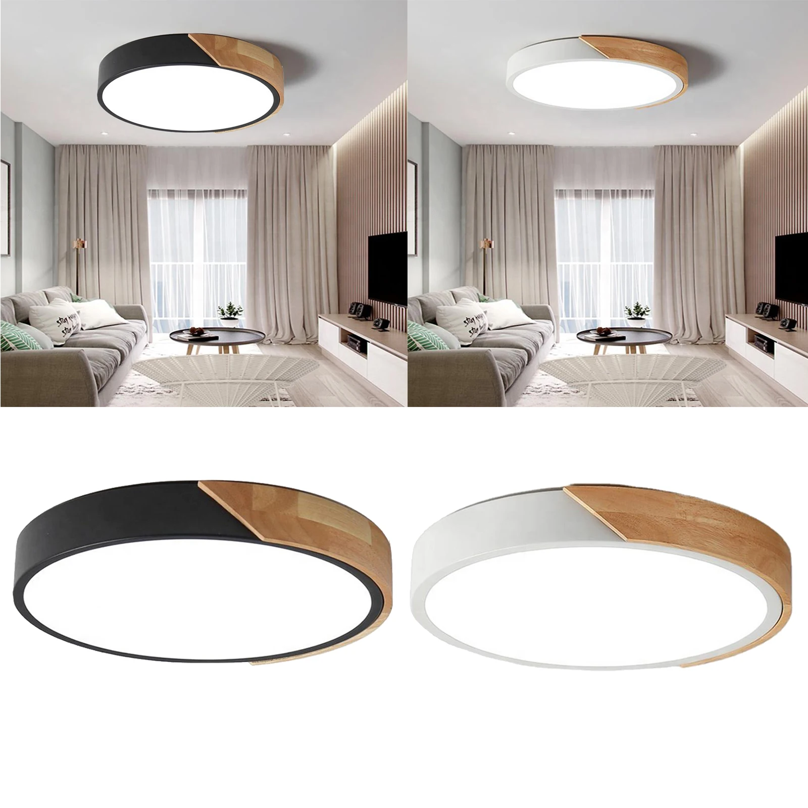

Modern Iron LED Ceiling Light Panel Down Lamp Bedroom Dining Room Round