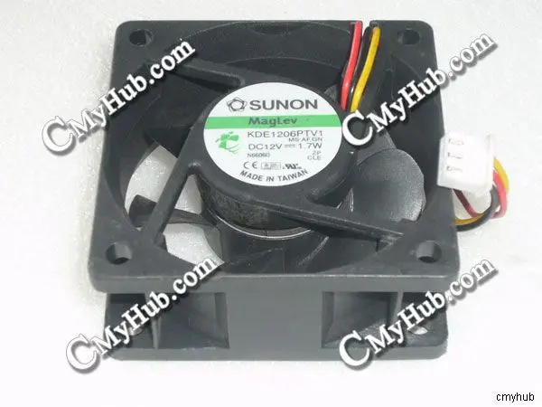 

For SUNON KDE1206PTV1 MS.AF.GN DC12V 1.7W 6025 6CM 60mm 60x60x25mm 3pin Cooling Fan