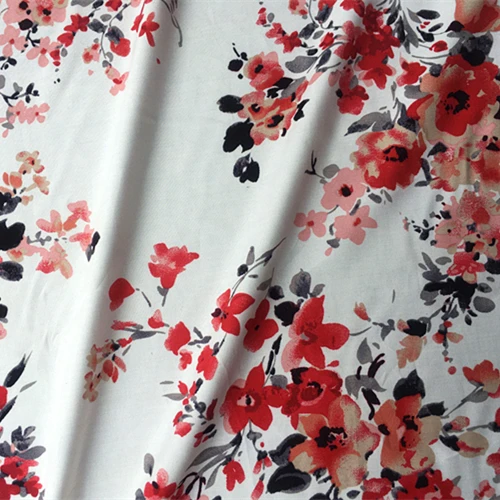 

High-end plum rayon printed artificial cotton fabric comfortable and skin-friendly cotton fabric