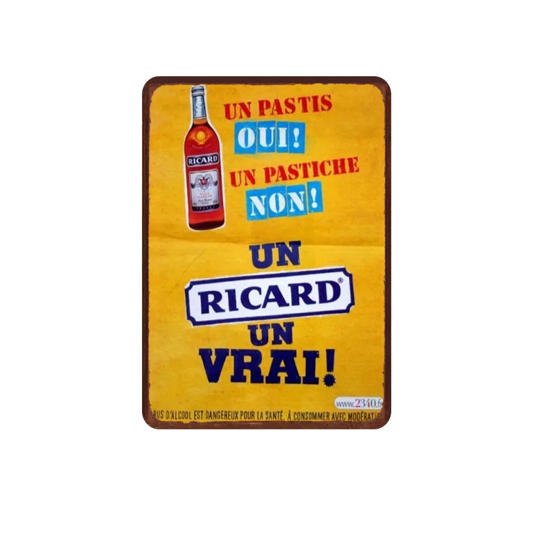 Рикардовое пиво металлическая фотография ретро жестяная пластина Настенный