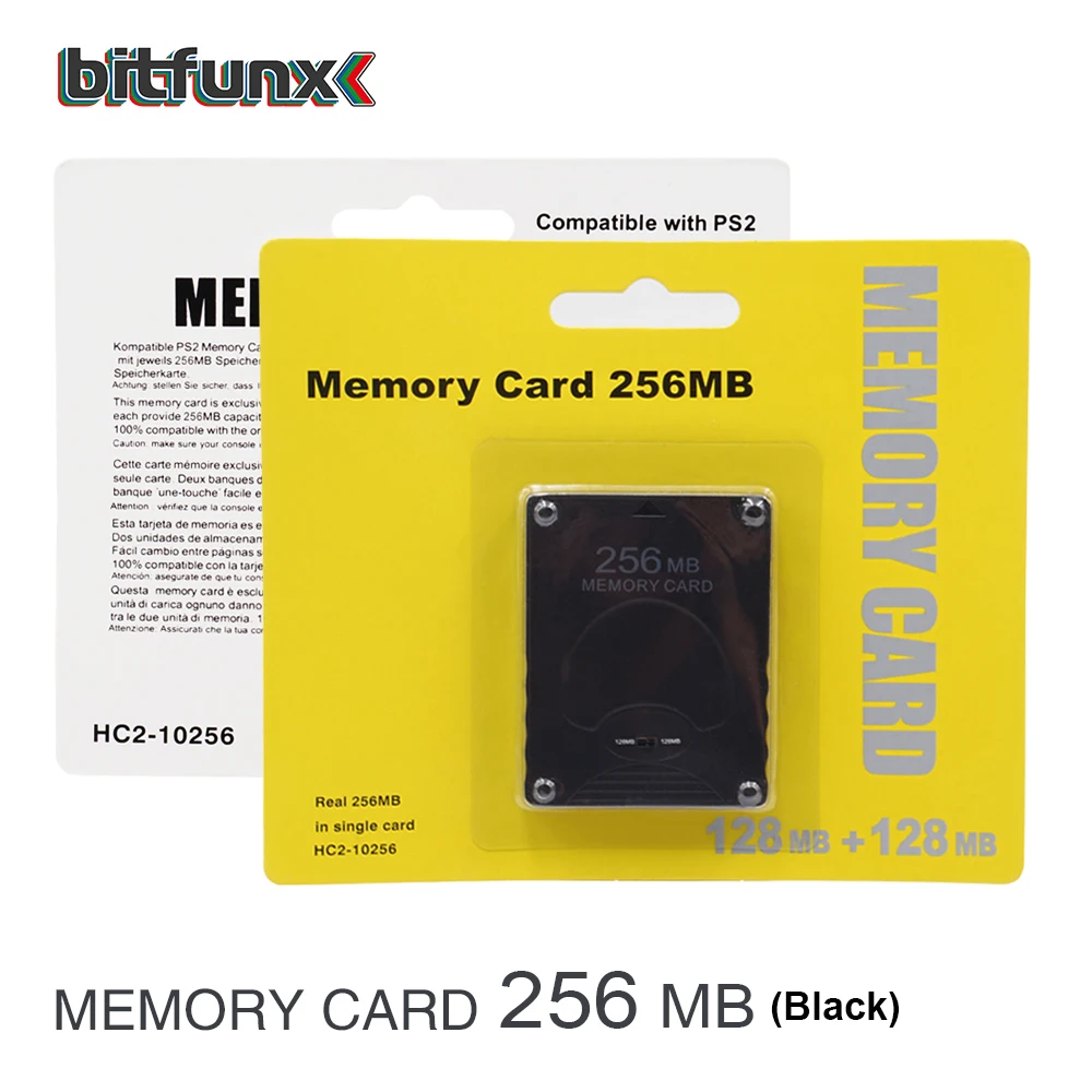 Карта памяти Bitfunx 256MB Save Game Data Stick модуль для Sony PlayStation 2 PS2 черный белый цвет пустая