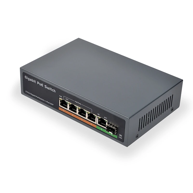 PSE604GS 4 порта POE + 1 порт Uplink SFP 65 Вт IEEE802.3At / Af Стандартный гигабитный сетевой
