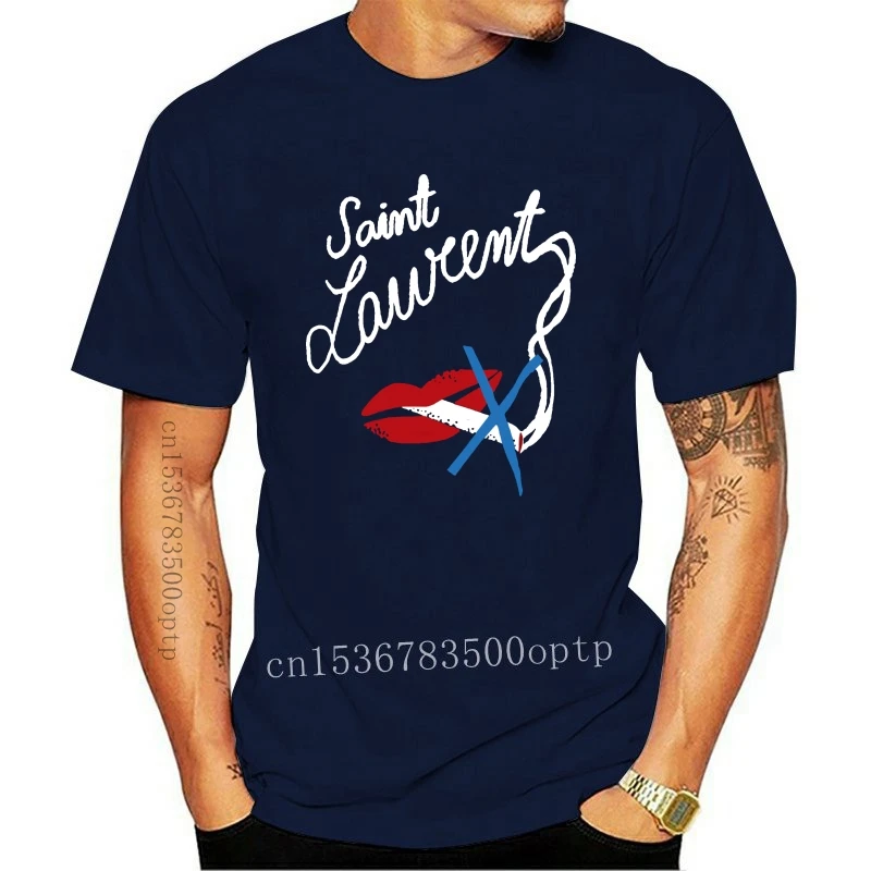 

New Saint.Laurent32452 Logo Smoking Lips Design T Shirt ART