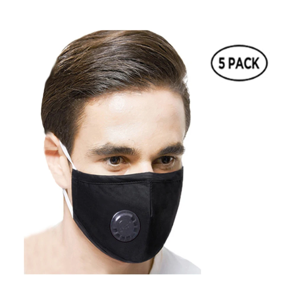 5 шт. PM2.5 маска для рта 5-слойная Защитная Пылезащитная с дыхательным клапаном