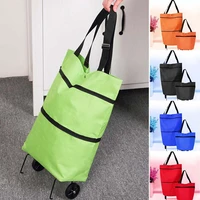 1pcs collapsible shopping cart bag oxford fabric tugboat telescopic shopping bag portable multifunctional home storage bag