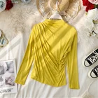 Тонкие женские пуловеры с длинным рукавом, тонкие футболки, женские тонкие Топы