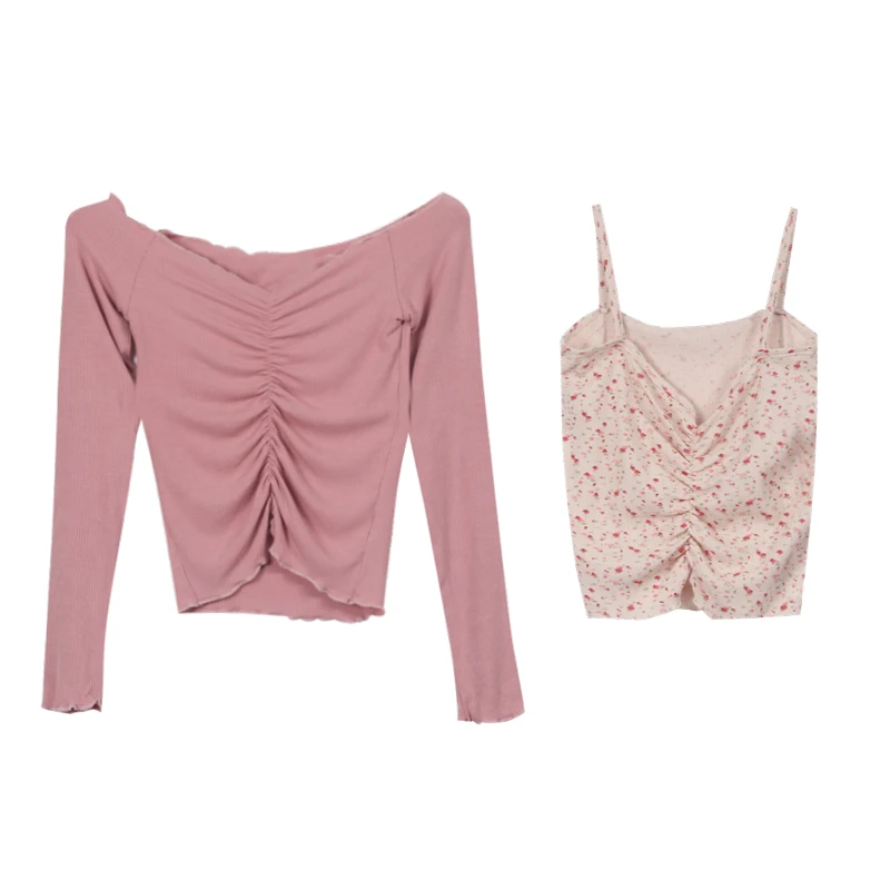 

Wearing A Short Ruffled Floral T-shirt Top Women's 2021 Summer Cute T-shirt Bottoms