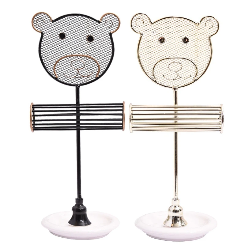 

Металлическая подставка для ювелирных изделий, держатель для колец с милым медведем, витрина для сережек-гвоздиков, демонстрационная Подст...