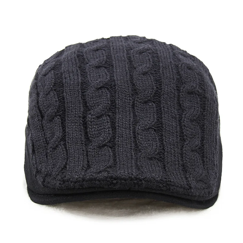 2019 Зимний вязаный берет для папы мужская повседневная плоская шапка Мужская