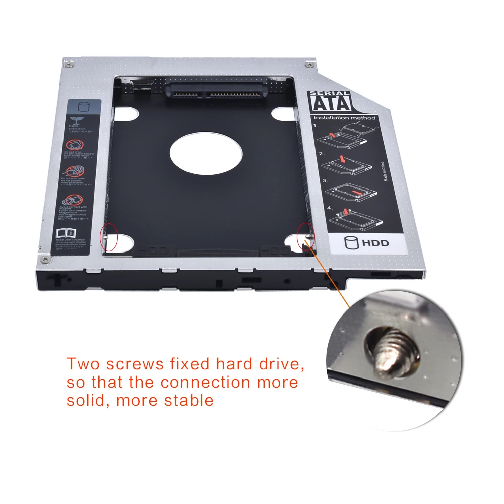 Tishric Универсальный алюминиевый/пластиковый 9,5 мм SATA 3,0 2," HDD Caddy пластиковый кейс адаптер DVD HDD Жесткий для ноутбука CD Optibay