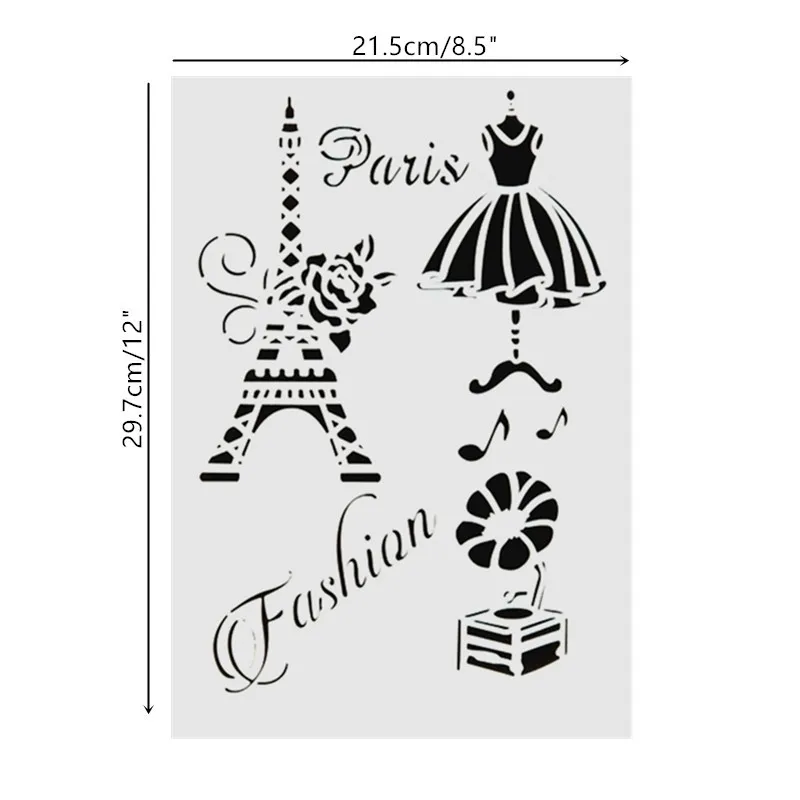 Сделай Сам Картина А4 Размер Мода Париж Дизайн многослойный Трафарет Шаблон для