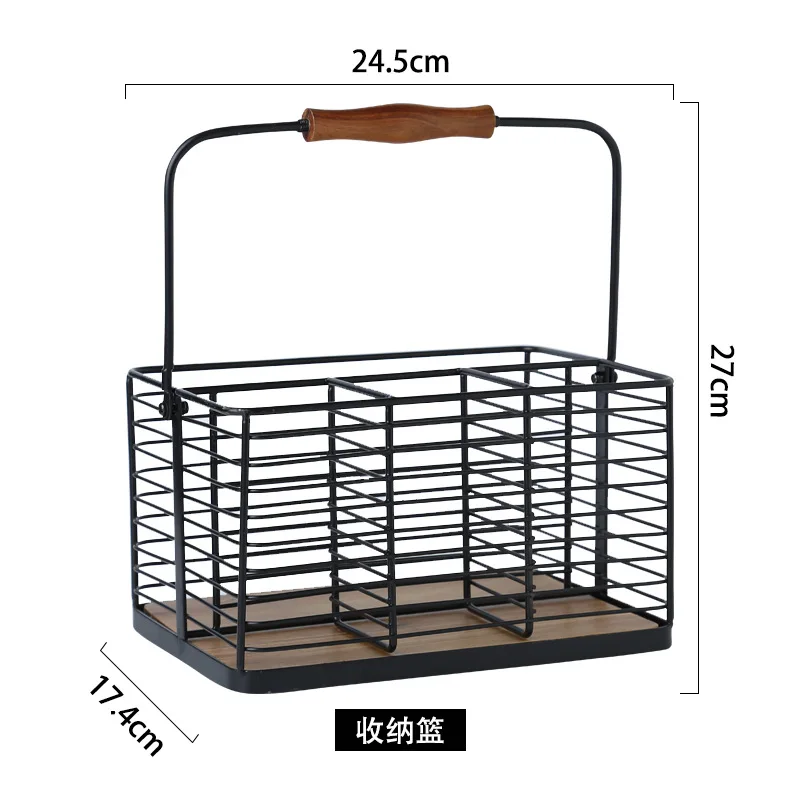 

Iron Art Makeup Organizer With Handle Multi-functional Storage Rack Nordic Storage Baskets Bathroom Practical Desktop Organizer