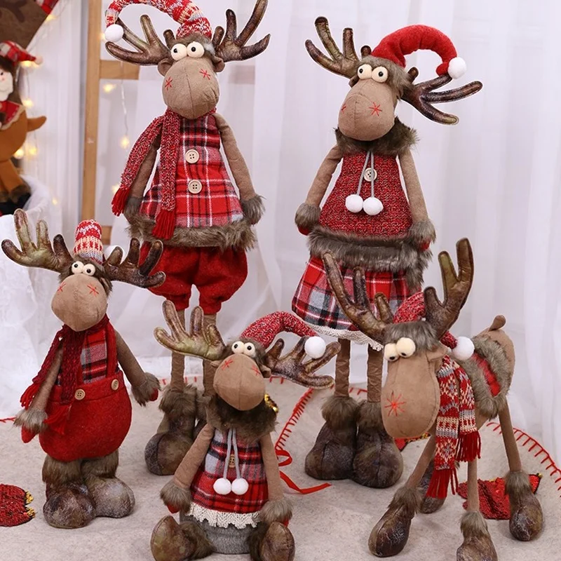 

Олень кукла Рождественское украшение выдвижной 2022 Рождество Новый стоячий год Лось игрушки детская Рождественская елка украшения олень Ро...