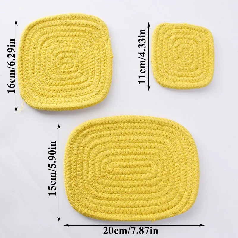 

11.2/15.5cm Square Heat Resistant Weave Mat Drink Cup Coasters Non-slip Pot Holder Table Placemat Kitchen Accessories