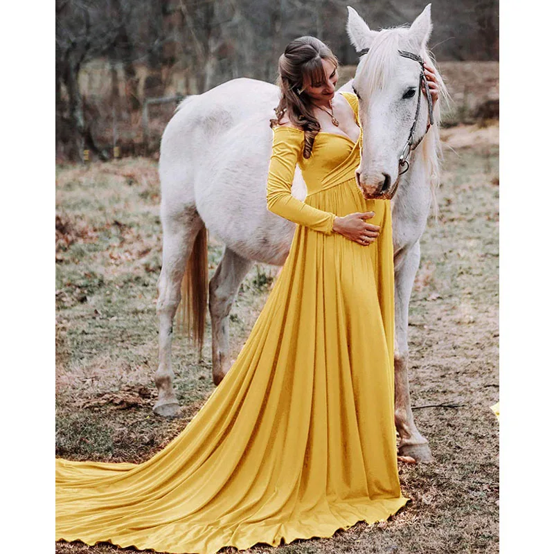 

Maternity Dresses For Photo Shoot Maternity Photography Props Long Sleeve Maxi Dresses For Pregnant Women Pregnancy Clothes