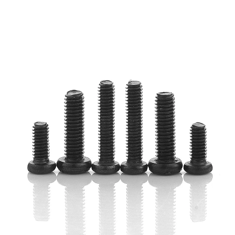 

55pcs Cross Recessed Pan Head Screw M1.2 M1.4 M1.6 M1.7 M2 M2.5 M3 M4 Carbon Steel Black Phillips Machine Screw GB818
