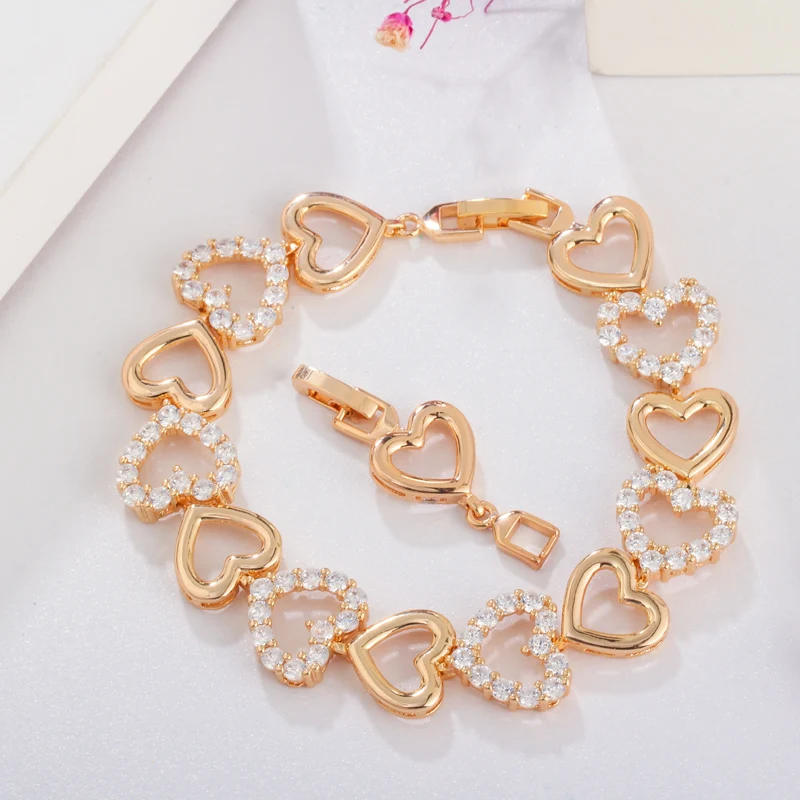 QooLady Модные Изящные Летние Стильные романтические сердца любовь золотой