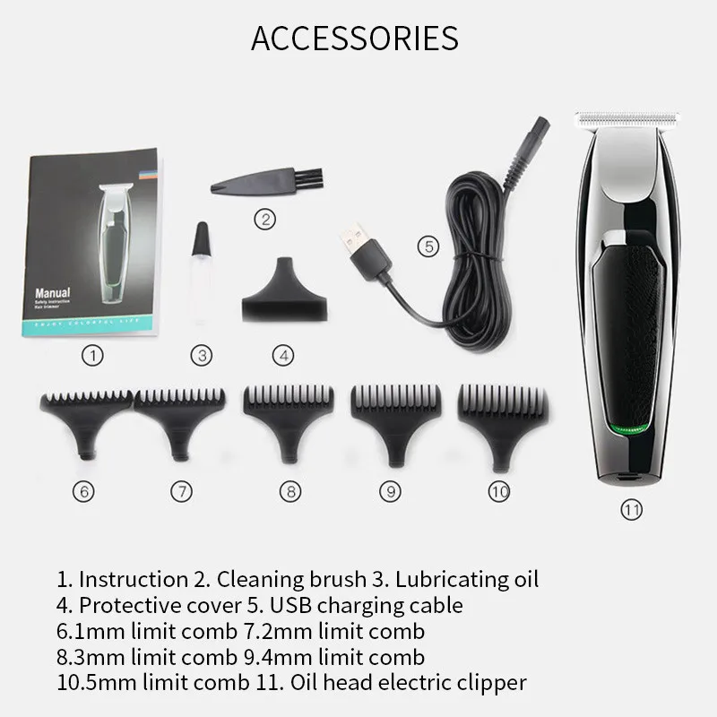 

Professional Hair Trimmer Waterproof Men Electric Hair Clipper Shaver Grooming Low Noise Clipper Titanium Ceramic Blade Razor