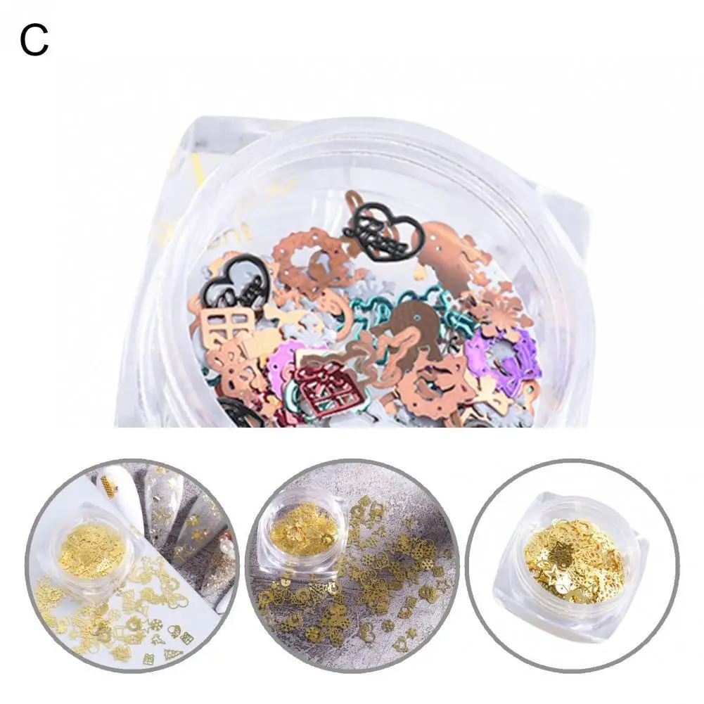 

Mixed Color 1 Box Stylish Nail Art Sequins Decals Creative Nail Sequins Hollow-carved Design Holiday Gift