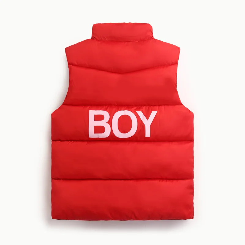 Модный осенне зимний жилет для мальчиков и девочек красный черный пуховый