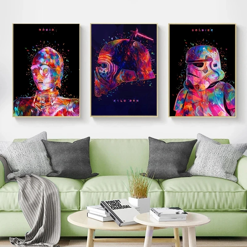 Картина на холсте с изображением Дарта Вейдера плакаты Йодой и принтами