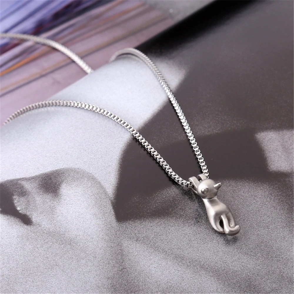 Ожерелье с подвеской в виде кошки для женщин и девушек модное полированное
