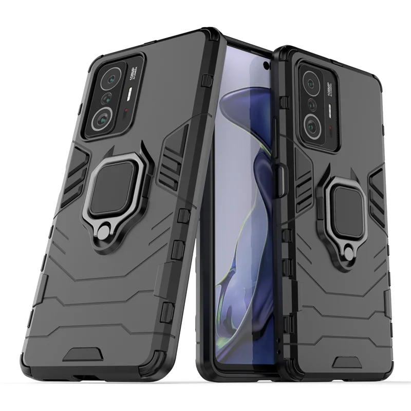 

For Xiaomi 11T Case for Xiaomi 11T 12 Pro Mi 11 Lite Redmi 10 Cover Funda Armor Shell Finger Ring PC Phone Case For Xiaomi 11T