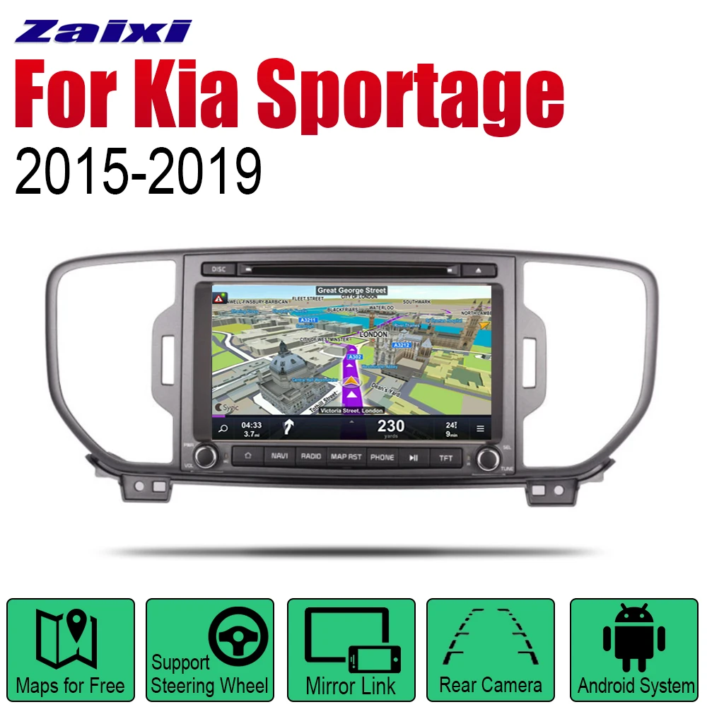 Автомобильный DVD плеер ZaiXi GPS навигация для Kia Sportage KX5 2015 ~ 2019 Автомобильная