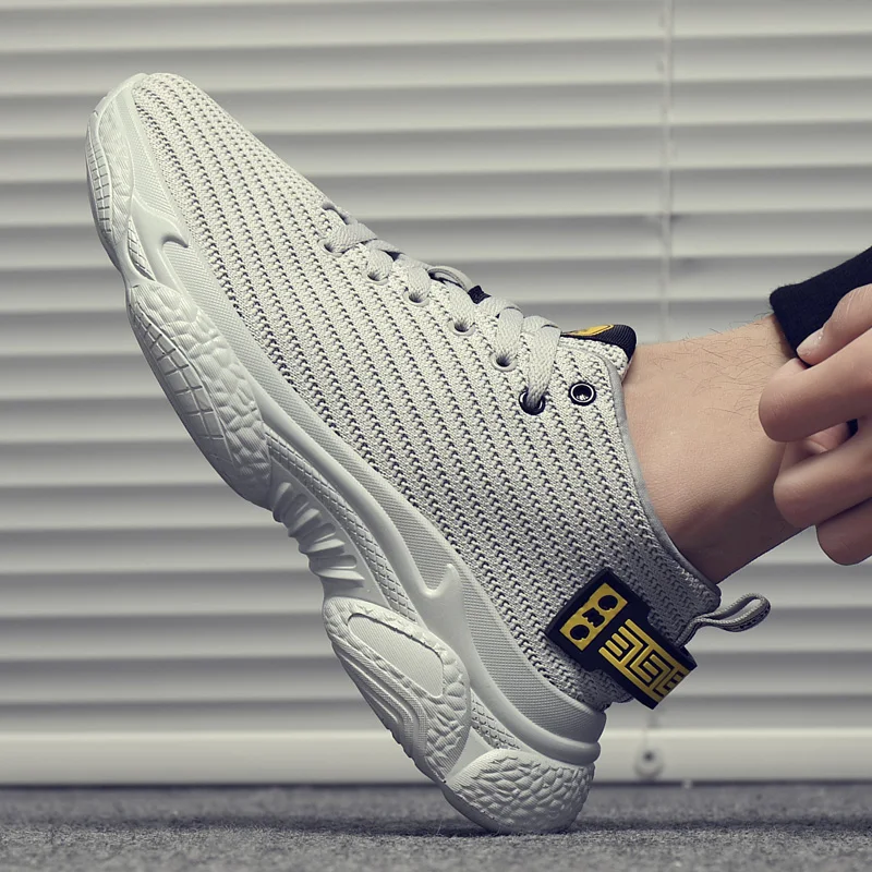 

Fashion Men's Running Shoes Summer Flying Woven Casual Daddy Shoes Breathable Comfortable Tide Shoes Height Increasing Men Shoes