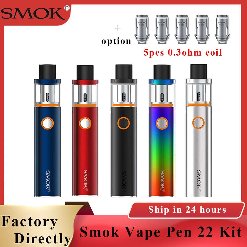 SMOK Vape Pen 22 комплект 1650 Ом двухъядерный со встроенным аккумулятором мАч светодиодный индикатор электронная сигарета vs vape nord 22