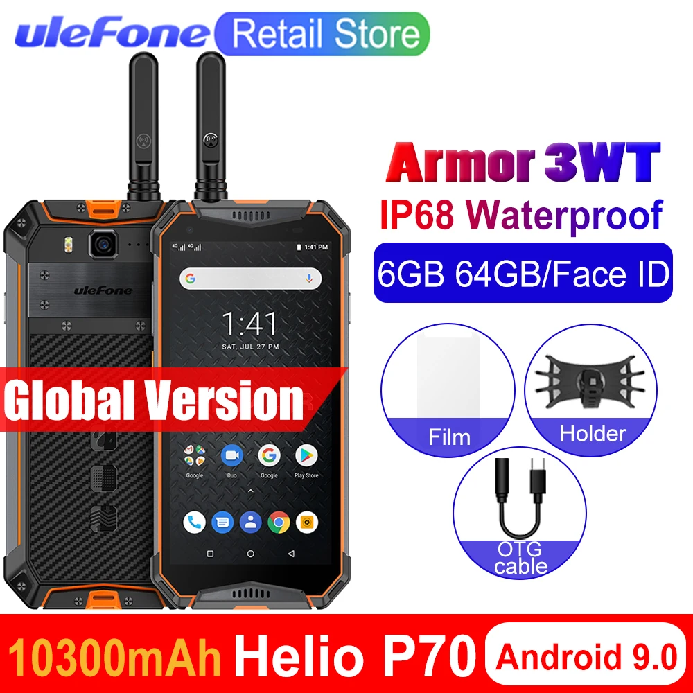 Ulefone Armor 3WT мобильный телефон IP68 Водонепроницаемый 10300mAh 5 7 &quotFHD + 6GB 64GB Helio P70 Android 9 0