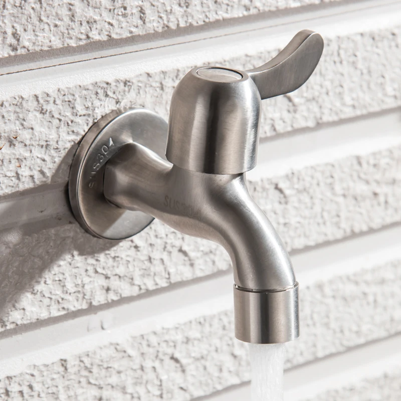 304 Stainless Steel Garden Faucet Wall Mounted Brushed Outdoor Bibcock Wash Basin Mop Lengthen Torneira parede | Обустройство дома