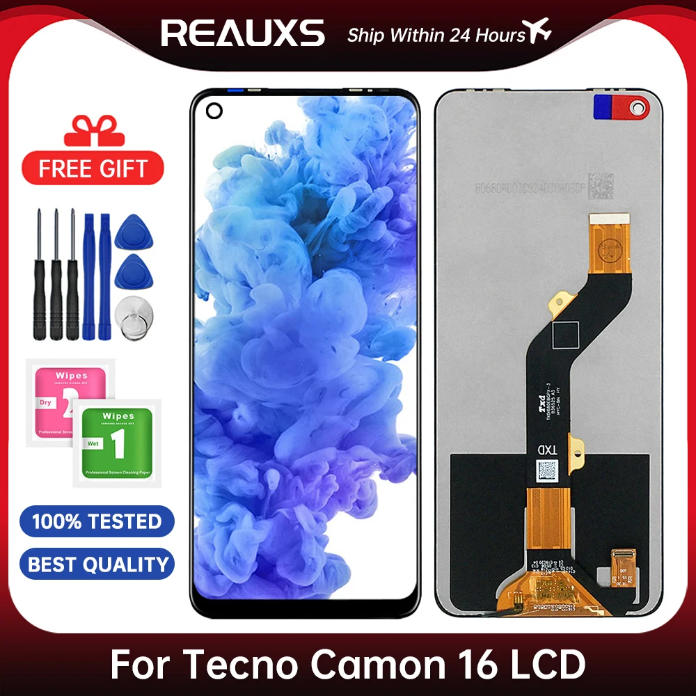 

6,8 "оригинальный для Tecno Camon 16 CE7 ЖК-дисплей кодирующий преобразователь сенсорного экрана в сборе Ремонт Запасные части Camon16 CE7j CE9h LCD