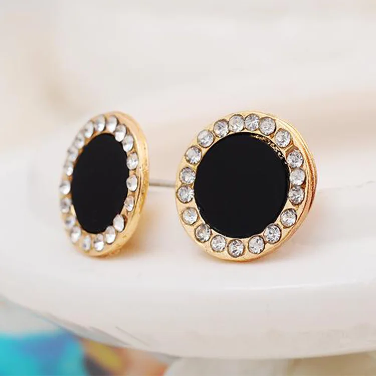 Модные черные Кристальные серьги-гвоздики для женщин эффектные ювелирные