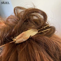 bohemian leaf shape hair clip unique vintage feather leaves bun top hair comb vintage wedding hair accessories jewelry bijoux