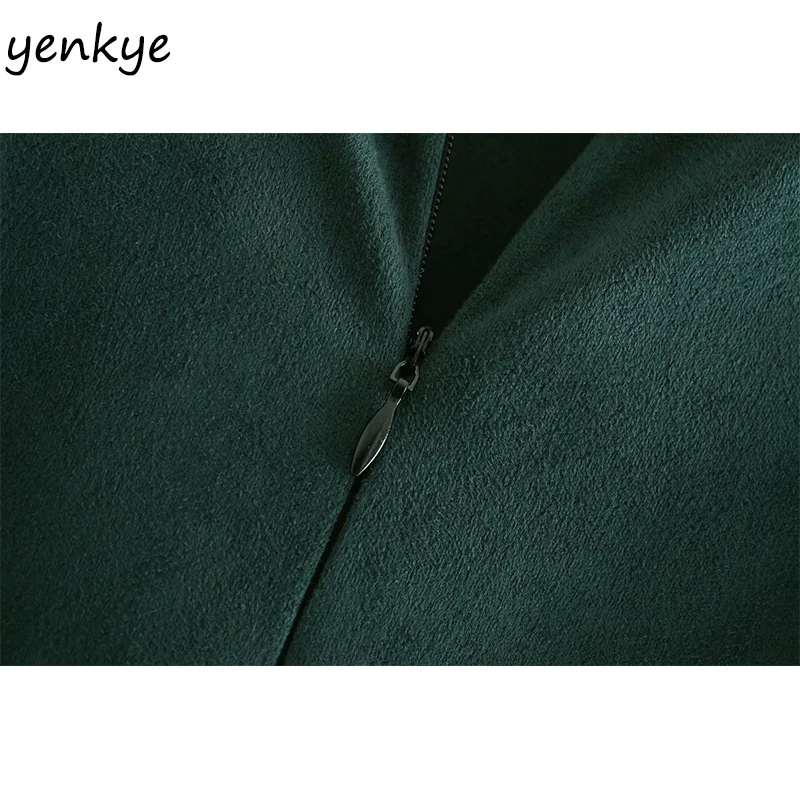 Женское винтажное однотонное платье из искусственной замши повседневное