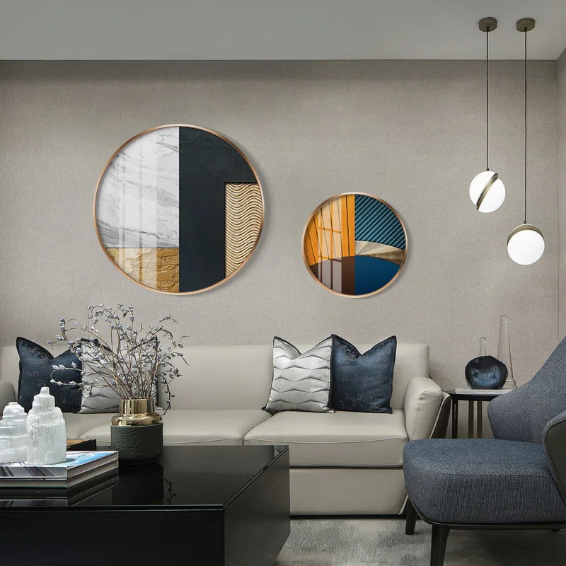 

Contemporary Abstract Shapes Geometry Color Block Canvas Painting Modern Wall Art Pictures for Living Room Office Home Decor