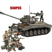 world war military united states m26 heavy tank mega block ww2 135 scale army figures building bricks toys for boys gifts