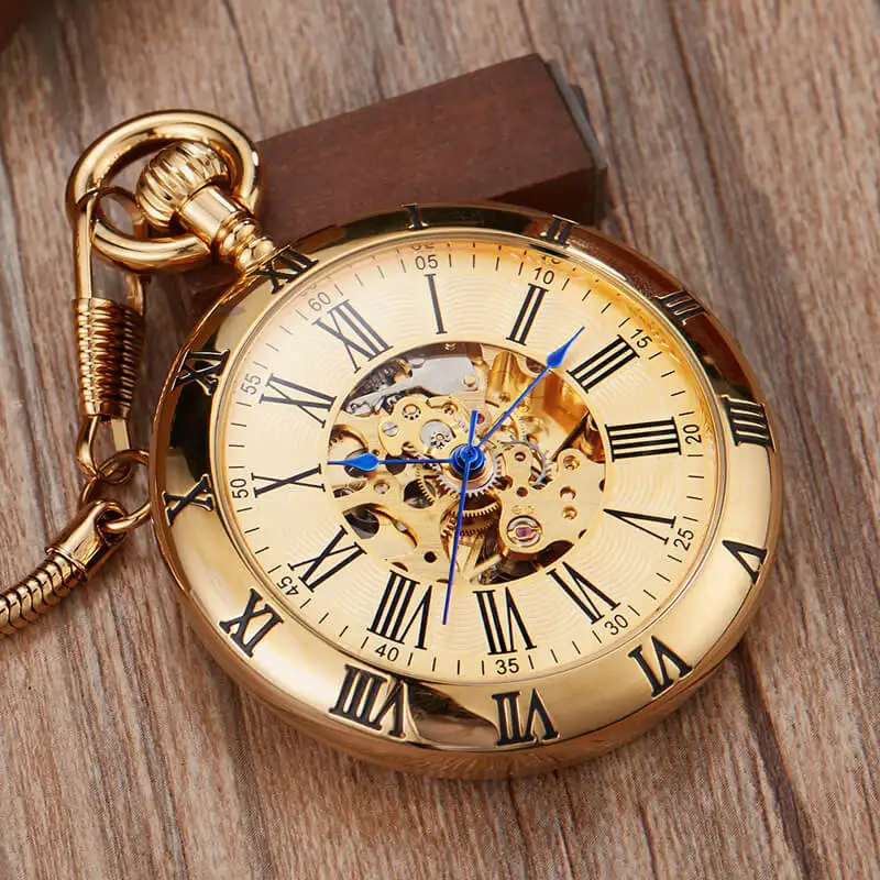 

Full Copper Automatic Mechanical Pocket Watches Men Women Gold Skeleton Steampunk Self-winding Fob Watch Chain Pendant Reloj
